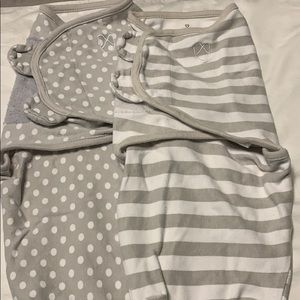 2 swaddleme gray and white swaddles